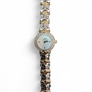 Bulova Vintage Women's Gold and Silver Watch with Crystal Accents